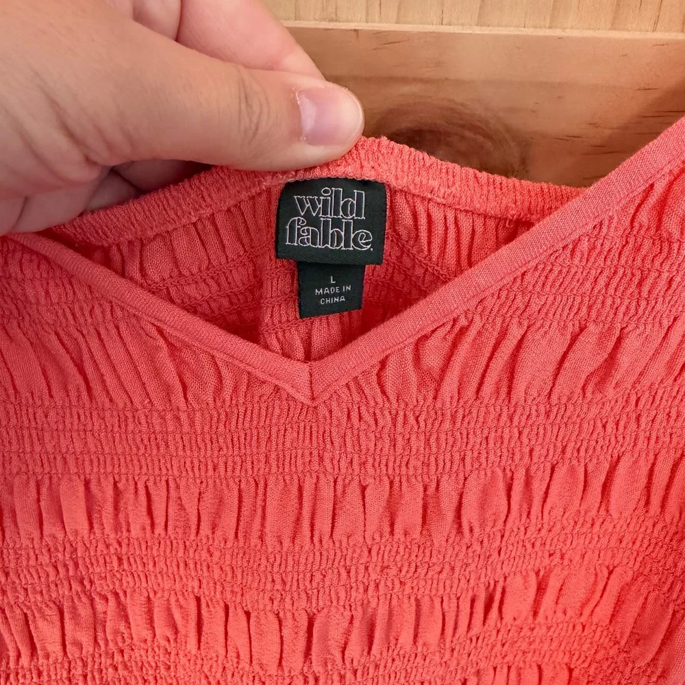 Coral Smocked Spaghetti Strap Midi Dress - Picture 4 of 4